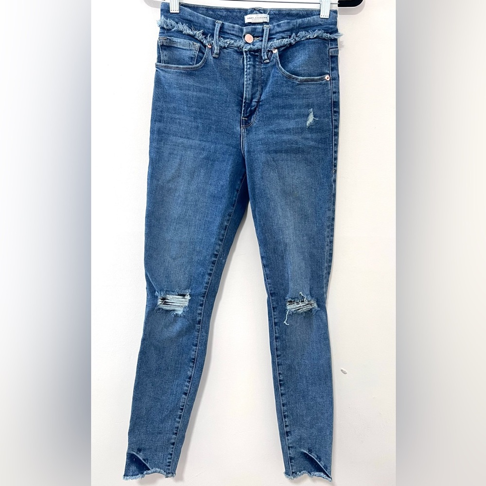 Good American Good Vintage High Rise Raw Skinny Jeans, Size 4